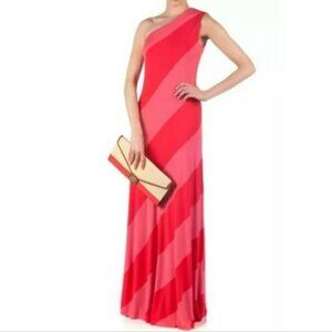 Ted Baker London Caty Pink Stripe One Shoulder Maxi Dress Size 1 / X-Small